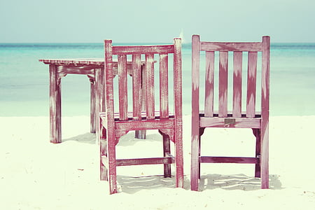 stranden, stoler, solen, sjøen, Sommer, ferie, resten