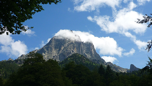 csúcstalálkozó, Pyrénées, táj, hegyi, nyári