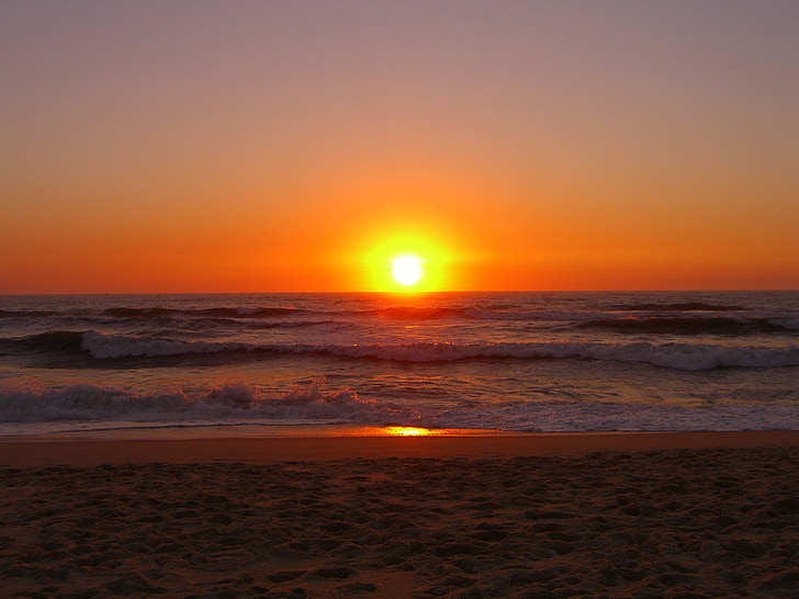 stranden, Portugal, solnedgång