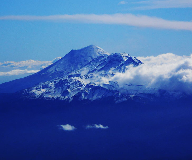äventyr, blå bergen, klättra, moln, kalla, dagsljus, dimmigt