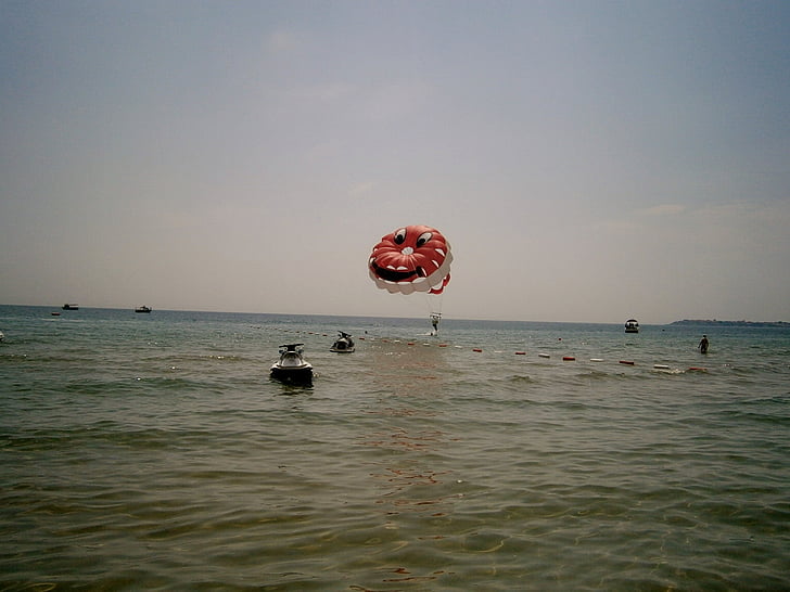 parachute at sea, parachute, sea, bulgaria