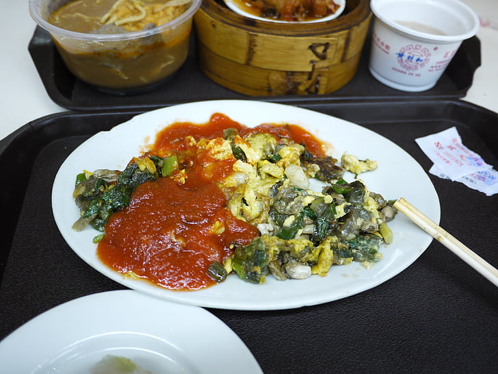 cuocere di ostrica, Xiamen, Zhongshan road, cibo, pasto, cena, vegetale