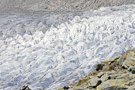 Svizzera, ghiacciaio dell'Aletsch, collo di bottiglia, pressione di ghiaccio, premendo, crepacci, pressione
