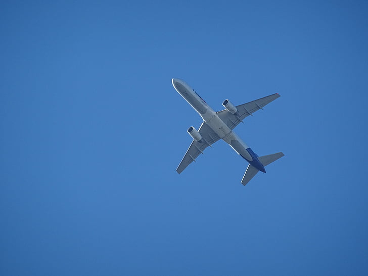 pesawat, pasagierflugzeug, langit, biru, udara, jelas, apung