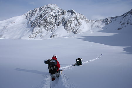 zimski pohod, zasneženih gorskih, Alpe, pohodništvo, wildspitze, oddaljenosti, izolacija