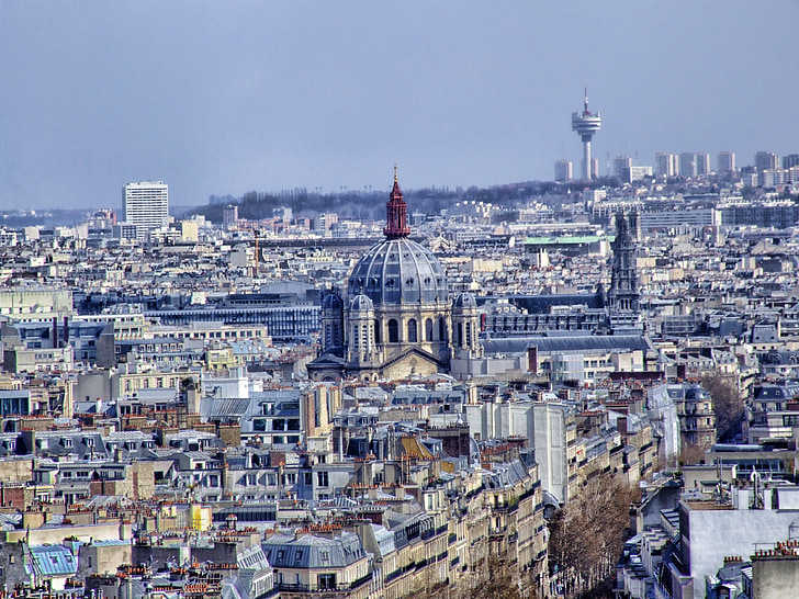 Париж, міський пейзаж, горизонт, Будинки, Церква, Хмарочоси, Архітектура