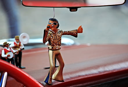 Elvis, pastovus-elvis, Cadillac, kultas, prietaisų skydelis, galinio vaizdo veidrodis, veidrodis