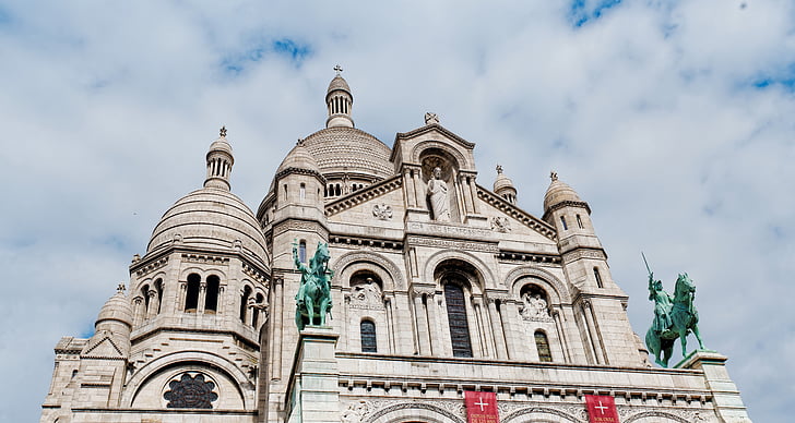 Notre-dame, Montmartre, Paris, Frankrike, romantisk, Sacre coeur, landemerke