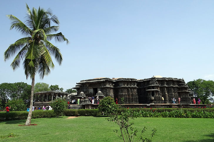 Tempel, Hindu, religie, kokospalm, Hoysala het platform, oude, Karnataka