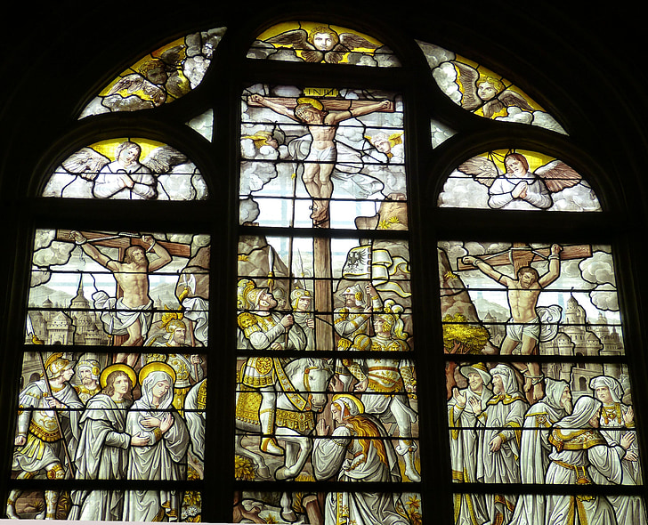 baznīcas logu, logs, baznīca, vitrāžas, stikls, veco logu, ticības