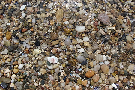pebbles, rocks, water, ocean, nature, stone, landscape