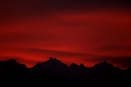 morgenrot, red, sky, dawn, mood, glow, red sky