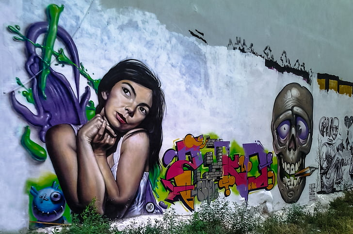 grafiti, Yunani, Thessaloniki, Björk, dinding