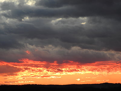 sunset, cloud formations, evening sky, afterglow, evening hour, gewitterstimmung