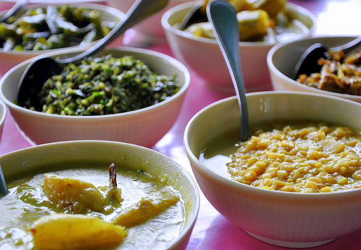 alimentaire, bols, au curry, repas, dîner, Sri lanka
