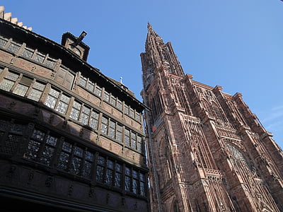 strasbourg, cathedral, house, alsace, religion, middle ages, sandstone