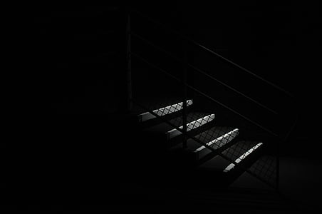 lépcsők, lépcsőház, sötét, lépcső, lépések, lépcső, ijesztő