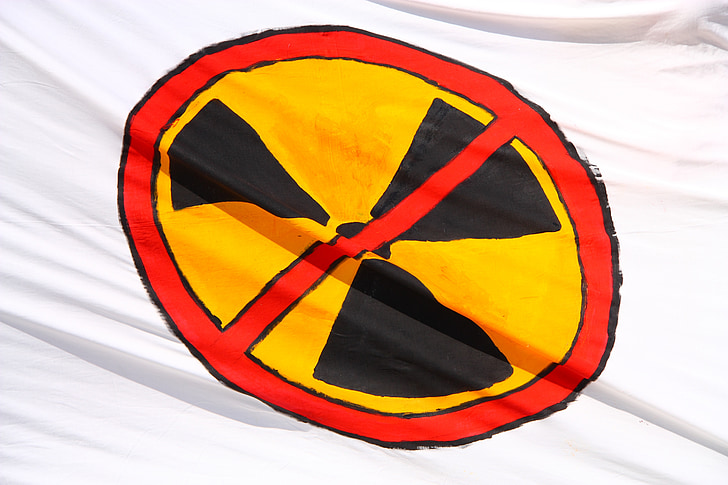 radiācija, karogs, radioaktīvo, atomu, ekoloģija, atoms, simbols