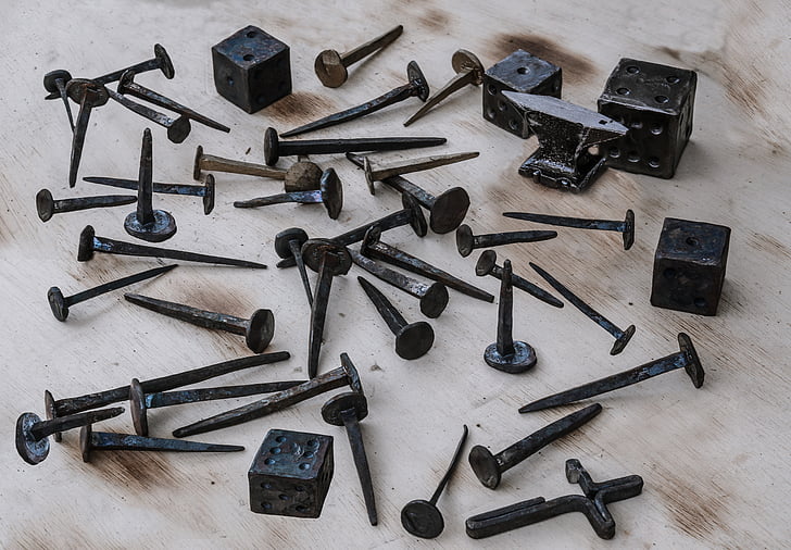 nail, cube, iron, middle ages, old, blacksmith, craft
