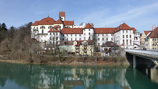 Allgäu, Füssen, casco antiguo, Abadía de St mang, Lech, arquitectura, Europa