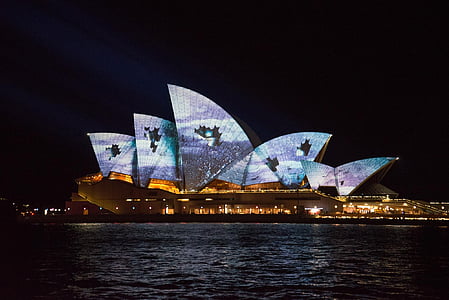 Sydney, Opera, House, Australia, elävä, valossa näyttää
