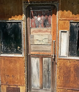 πόρτα, ξύλο, πατίνα, ανοξείδωτο, παλιά, σκουριασμένα, σπασμένα