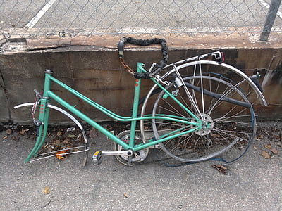 bicicleta, sucata, sucata de metal, roubado, quebrado
