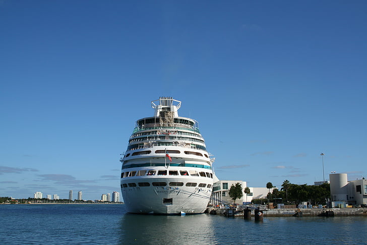 Ocean drive, Miami beach, Florida, pláž, nábřeží, Panorama, loď
