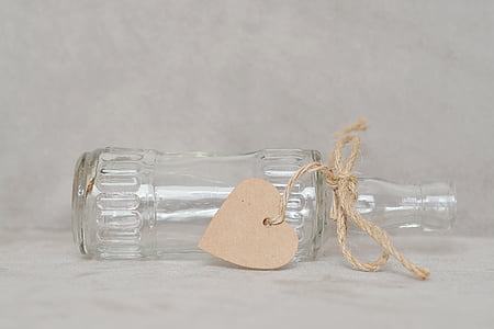 bottle, empty, empty bottle, vase, empty vase, trailers, heart pendant