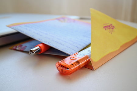 carta, amizade, escrevendo, afeição, arte, laranja, envelope