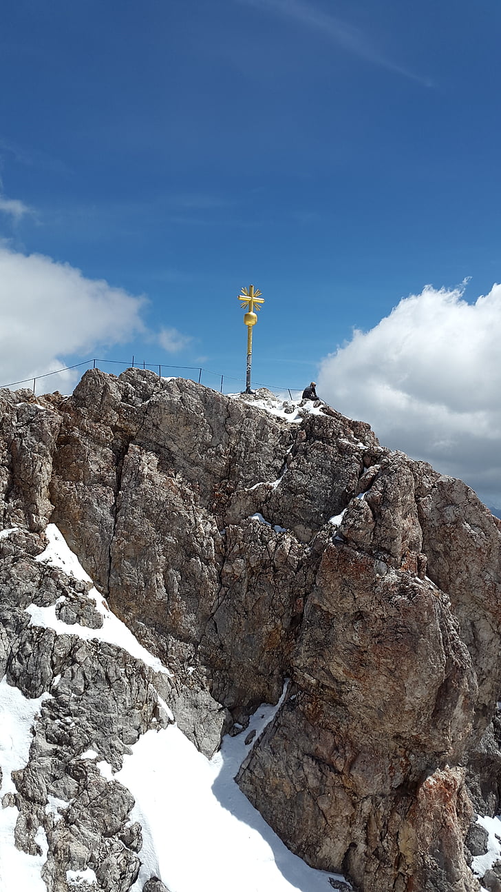Zugspitze, Summit cross, toppmøtet, kors, Zugspitze massivet, fjell, alpint