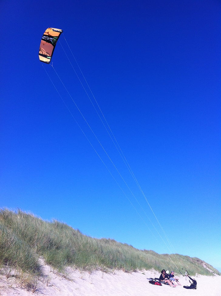 kite, blue, sky, beach, sylt, elbow, fly