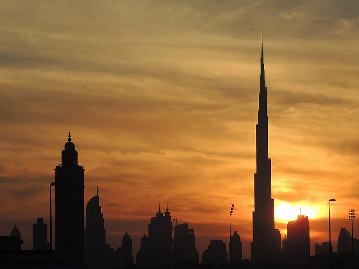 Burj khalifa, øverst, Ræk ud, Dubai, Urban, skyskraber, bygning