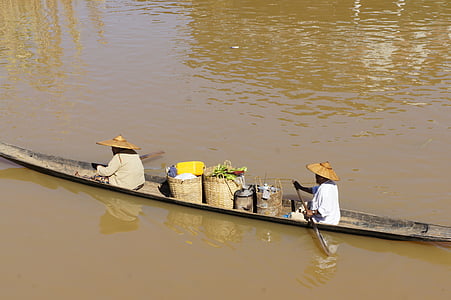 Vietnam, Asia, Sungai, boot, Vietnam, dayung, Sungai Mekong