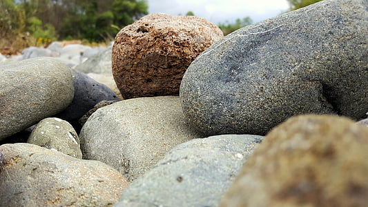 naturen, sten, sommar, småsten, stranden, stor sten, Rock - objekt