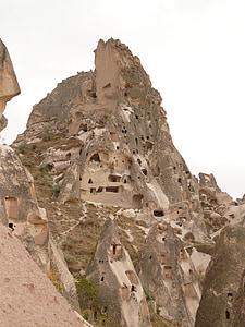 uchisar, cappadocia, nevşehir, turkey, rock apartments, dwellings, tufa apartment