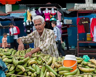 banán, Eladó, nyílt piaci, utca, mezőgazdasági termelők, friss, a termék