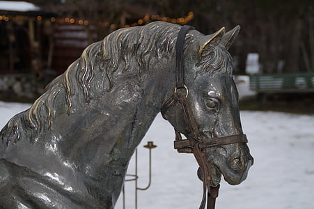konj, konjsku glavu, portret, skulptura, životinja, Životinjski, metala