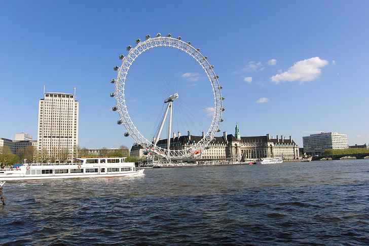 London eye, skyline, England, byen, Storbritannia, hovedstad, London