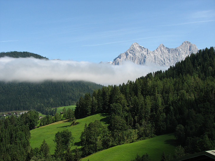 Gunung, Alpine, Dachstein, langit, biru, alam, penciptaan