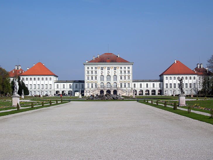 Nymphenburg, lâu đài, Mu-ních, Bayern, lâu đài nymphenburg, Nymphenburg palace, màu xanh