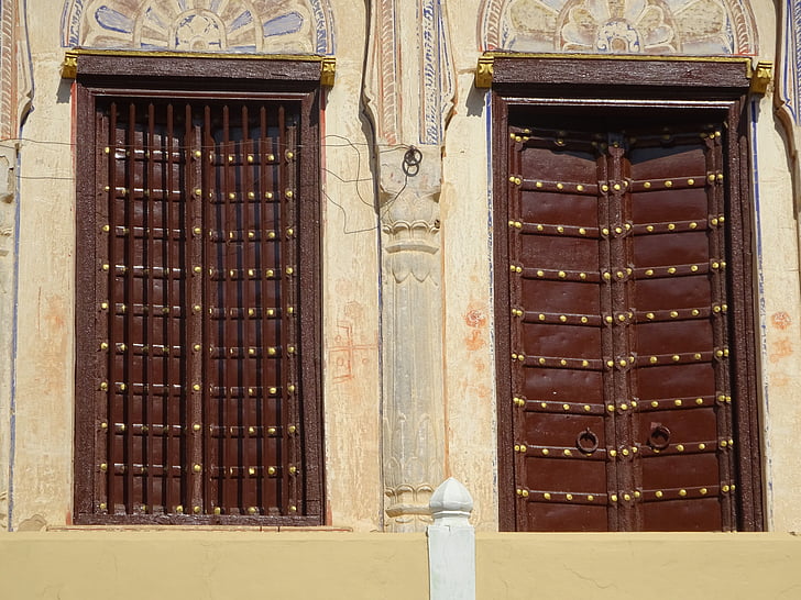 ovi, ovet, Palace, Rajasthan, Intia, ruskea, historiallisesti