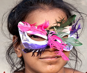 maske, Çocuk, genç, Hindistan, renkli