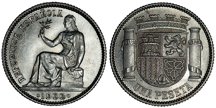 Peseta, pièces de monnaie, Espagnol, argent, devise, trésorerie, Metal