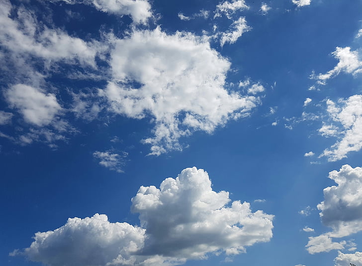 cel, núvols, cel blau, forma núvols, blau, temps, imatge de fons
