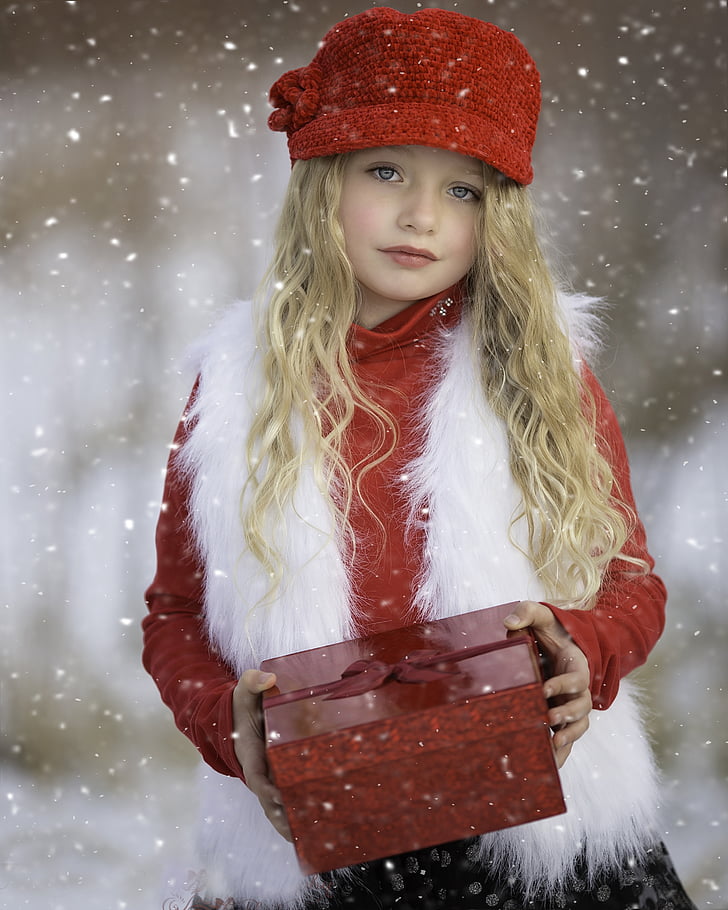 winter wonderland, rød, sne, kolde, sæson, jul, hvid
