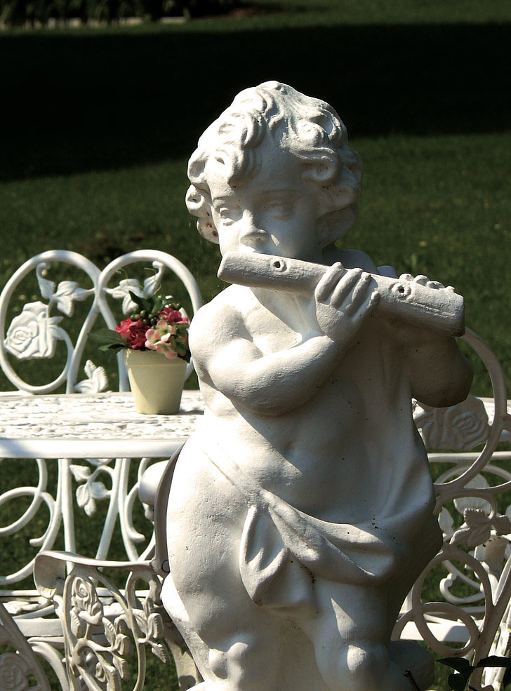escultura, figura de piedra, flautista, estatua de, escultura de piedra, antiguo, Figura