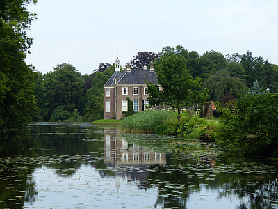 Manor mount, Dalfsen, Estate, slott, utomhus plats, naturen, dammen