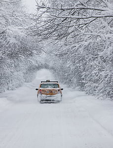 snijeg, bijeli, auto, Zima, niske temperature, prijevoz, način prijevoza