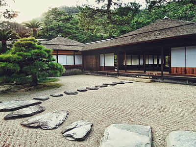 Japoneză, gradina, pietre, calea, mod, Casa, tradiţionale